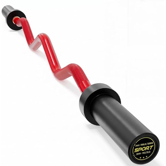 Olympics EZ Curl Bar 47" – 700LB Capacity 2-Inch Curling Bar for Bicep & Tricep Workouts, Hip Thrusts, Squats, Rows – Anti-Slip Diamond Knurling, Ergonomic Wrist-Friendly Curved Shaft for Home Gym