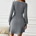 thumbnail image 3 of Aayomet Sweater Dresses Long Fashionable Solid V Neck Knit Dress Warm Temperament Skirt (Gray, M), 3 of 5
