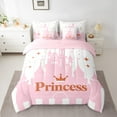 thumbnail image 6 of Manfei Pink Princess Castle Twin Bedding Sets 7-Piece,Stars Crown Pattern Bedding Comforter Set,Glitter Print Sheet Sets For Girls Teens,Ultra Soft Home Decor,Reversible, 6 of 8