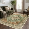 thumbnail image 2 of Jolicasa Area Rugs 5'x7', Washable Rug Non-Slip Soft Low Pile Vintage Distress Floral Rug for Living Room Bedroom Dining Room Office Decor, Brick Red Brown Green, 2 of 11