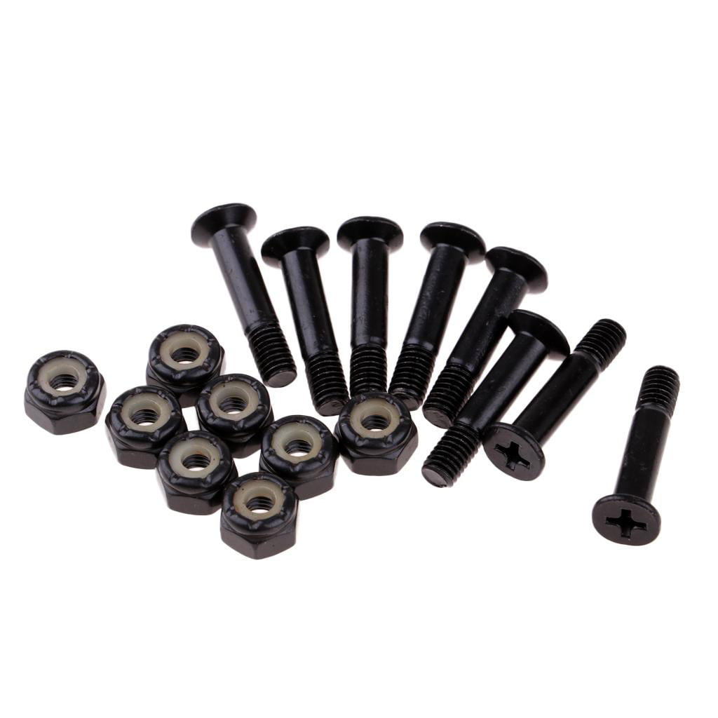 Longboard Riser Pads and Hardware Black Risers & Truck Axles Mounting Bolts 