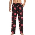 thumbnail image 4 of Men's Pajama Pants with Pockets Sleepwear Lounge Pants Stretch Casual Halloween Pattern with Red Vampire Lips, 4 of 7