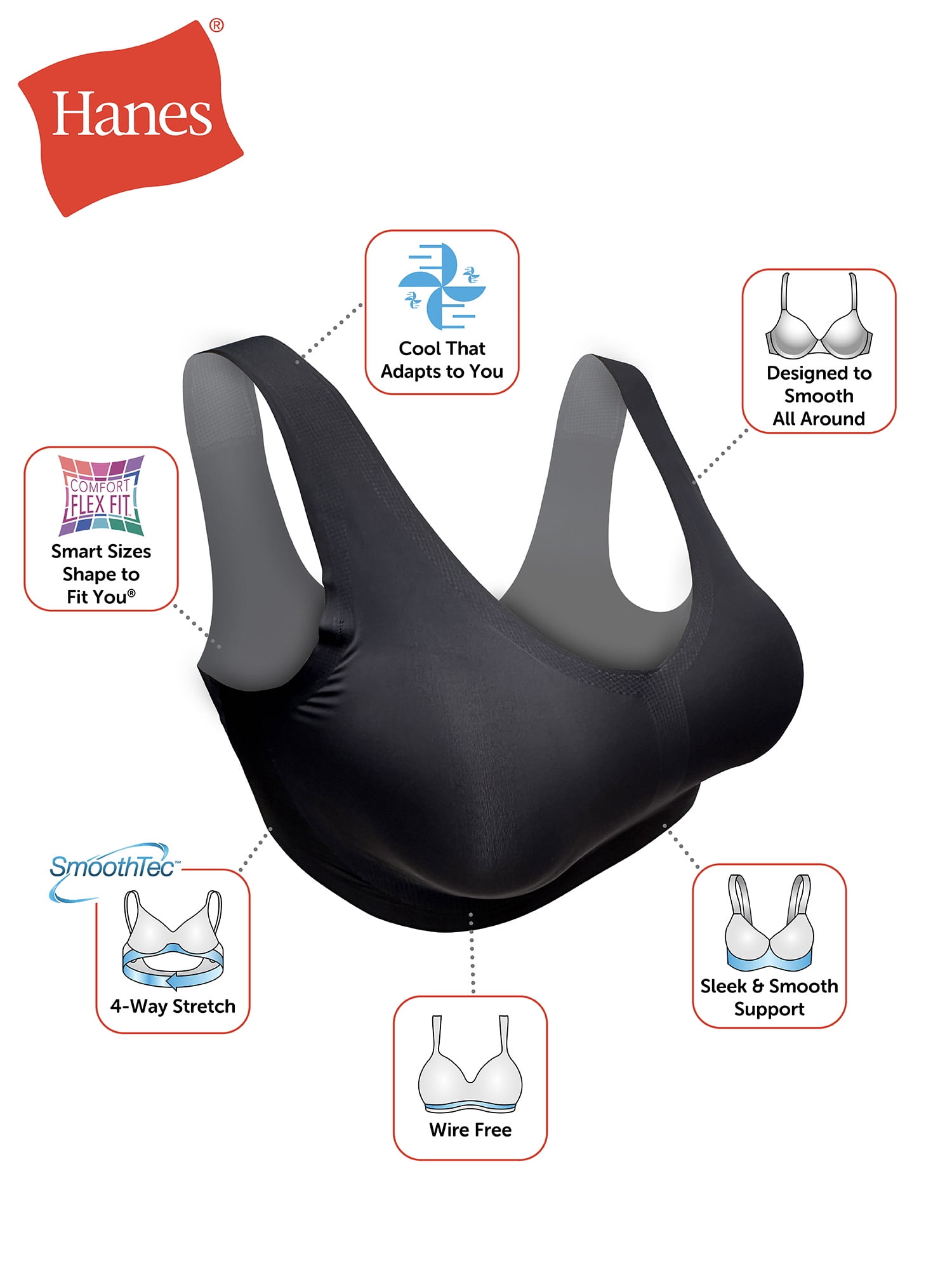 Wireless  Womens Hanes Hanes Invisible Embrace Women'S Bralette, Comfortflex  Fit » Every Six Weeks