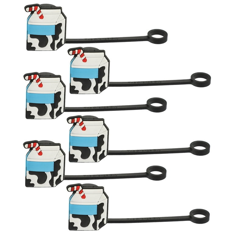 4PCS Cow Silicone Straw Topper Party Straw Tips Birthday Party Straw Cap  Cover Cartoon Cow Straw Cover Rubber Tips for Straws Cow Reusable Drinking