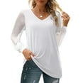 thumbnail image 4 of Maskion Womens Long Sleeve Tops V Neck T Shirts Swiss Dot Puff Sleeve Tops Loose Casual Tshirts,M White, 4 of 4