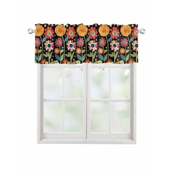 Valances for Windows Spring Boho Rod Pocket Cafe Window Treatments Valance Curtains for Kitchen Bathroom Laundry Basement Windows 42"x12"