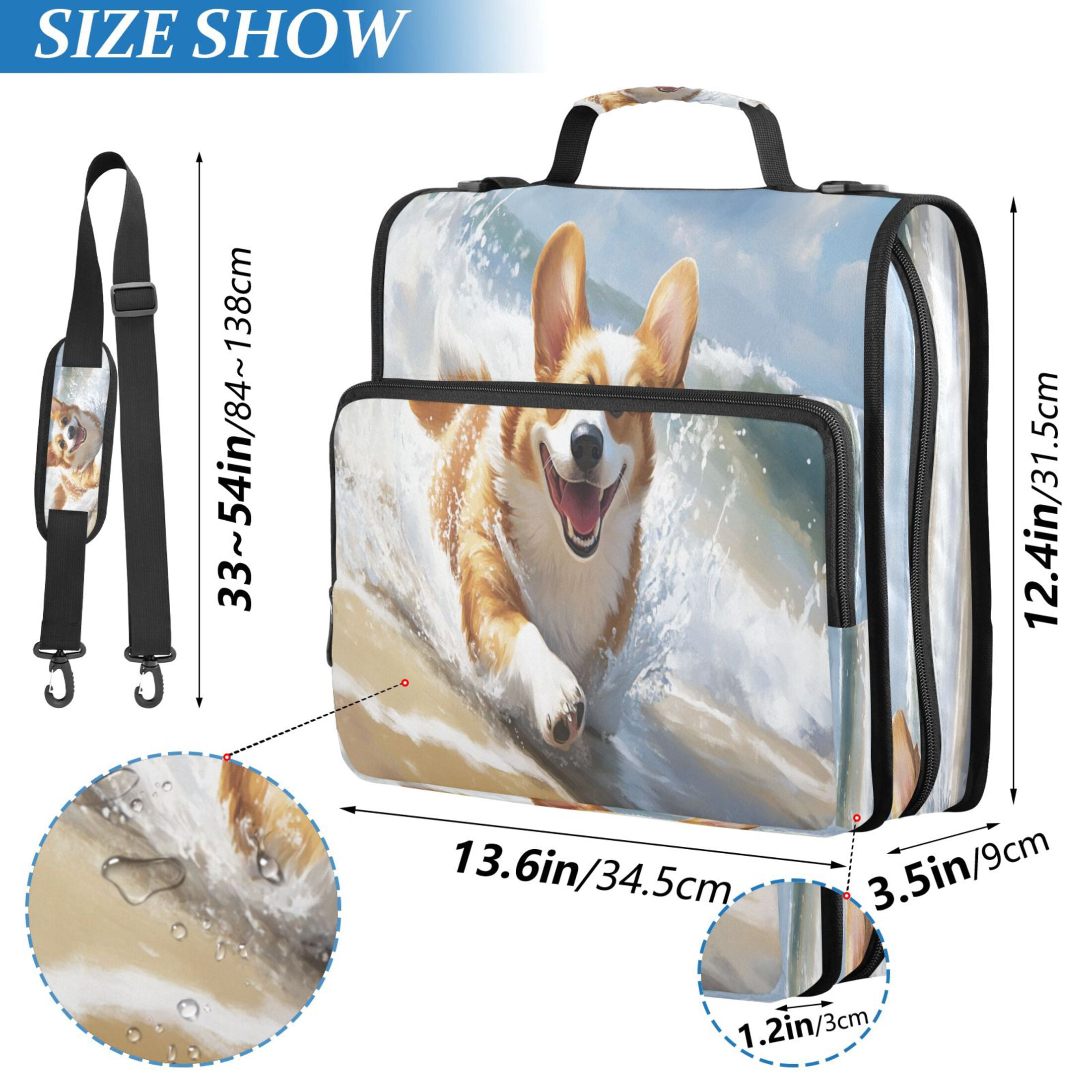 YAZAOO Zipper Binder trapper keeper Documents Organized Design Corgi on Beach Printed