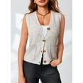thumbnail image 3 of Women's V Neck Button Up Sleeveless Vest Sweater Knitted Casual Cardigan with Pockets, 3 of 6