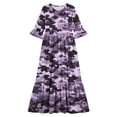 thumbnail image 4 of Toddler Girls Short Sleeve Dress Camouflage Print Summer A-Line Cute Maxi Casual Sundress Purple 11-12 Years, 4 of 7