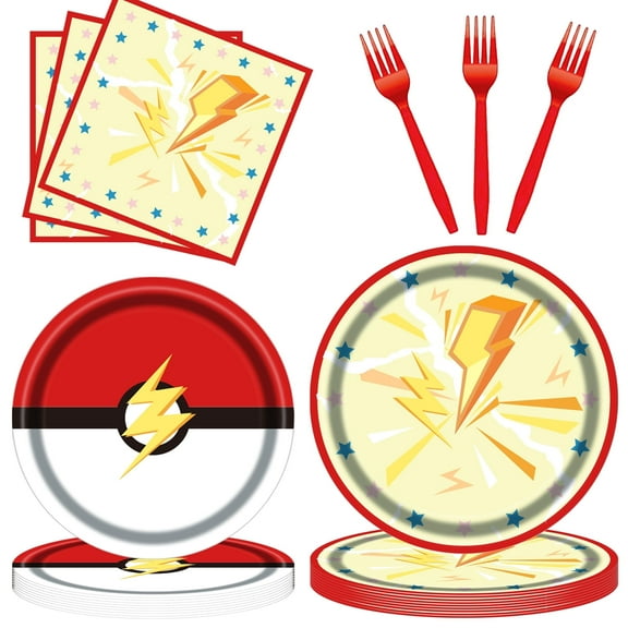 Kicpot Cartoon Birthday Plates and Napkins Party Supplies, Cartoon Birthday Party Supplies and Decorations for Kids Birthday Party, 96Pcs Serves 24 Guests