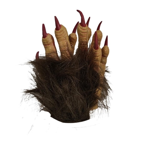 Realistic Werewolf Claws Gloves,Halloween Monster Costume,Demon Monster Hand Gloves,Furry Artificial Fur Wolf Claw Glove for Halloween Party Carnival,Horror Hairy Werewolf Claw Glove