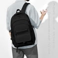 thumbnail image 3 of Black Backpack Multi-compartment Large Capacity Casual Laptop Backpack for Men and Women, Adjustable Padded Shoulder Straps, Nylon Material, 17.3", 3 of 7