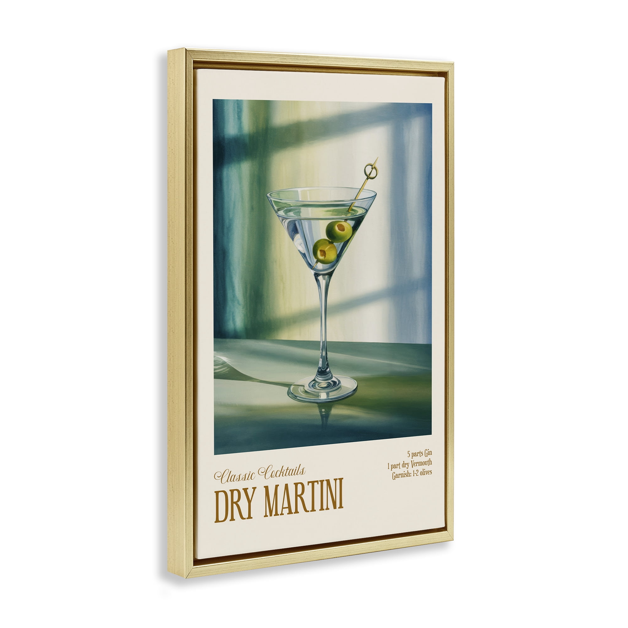 Stupell Industries Dry Martini on Surface Gold Framed Floater Canvas Wall Art, design by Andreas Magnusson