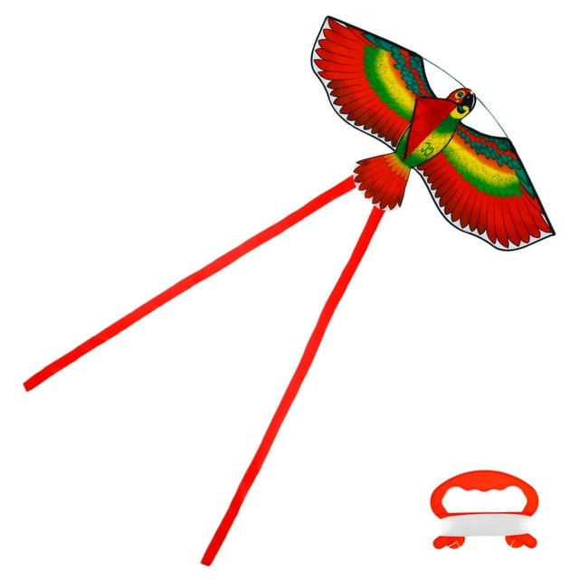 Flying 3D Cartoon Parrot Kite Children Outdoor Kids Toy Fun Activity Game Gift