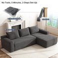 thumbnail image 5 of Yomsum Sturdy Frame L-Shaped Sectional Sofa, Anti-Scratch Wear Resistant Corduroy Couch, Spacious Chaise Sofa Suitable for Guest Room Studio Dormitory Gray, 5 of 7