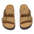 thumbnail image 2 of Womens Flat Sandals with Cork Footbed Anti slip frosted leather beach slippers, 2 of 6