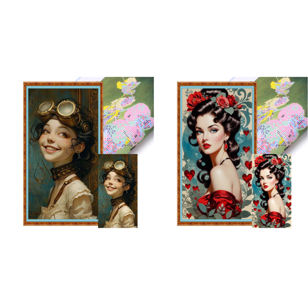 Kit Punto Cruz para Niña Bordado Con Hilo Algodón Ecológico 11CT Arte 40x70cm