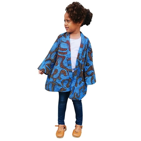 

OAUP Toddler Girls Coats Baby Trendy African Print Kimono Cardigan Jacket Kids Fall Winter Coat 6M-4Y