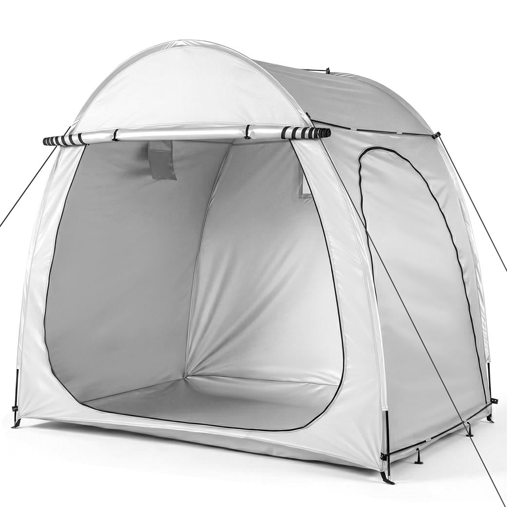 Dual-Door Bike Storage Tent - Arc-Shaped Oxford Cover with Flexible Fiberglass Frame & Efficient Storage Solutions