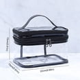 thumbnail image 2 of Yoofe Large Clear Makeup Bag Zipper Transparent Portable Travel Toiletry Beauty and Personal Care Crazy Train 2x Leather Toiletry Bag Women Makeup organizer Tray with Dividers Clear Makeup Holder, 2 of 8