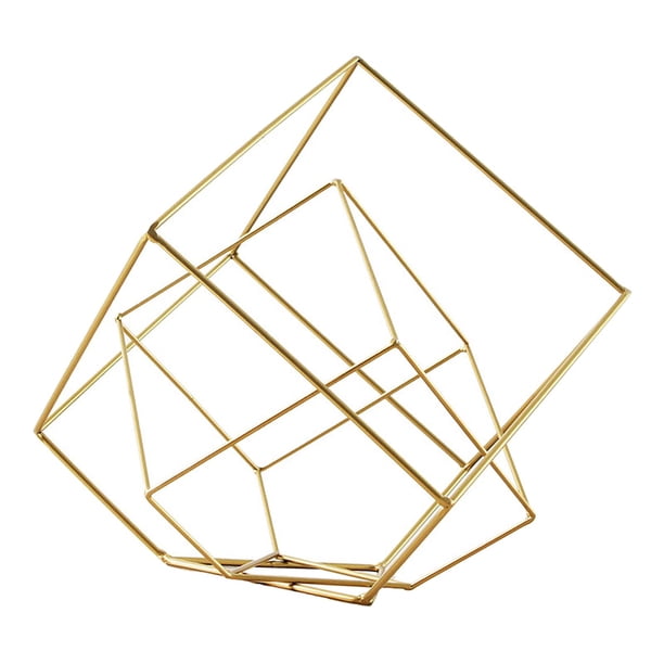 Figura geométrica cúbica de 2 piezas para escritorio, decoración para el hogar, la oficina y el armario de vinos. Oro