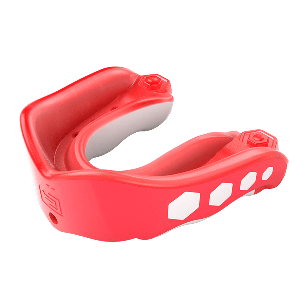 Shock Doctor Mouth Guard Mouthpiece Lip Guard Case RED Fits Youth or Adult 