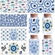 thumbnail image 1 of 5 hojas de pegatinas de transferencia azules para vasos de vidrio, calcomanías de transferencia UV DTF para vasos, pegatinas de PVC impermeables con diseño de mano de Fátima bohemia., 1 of 9