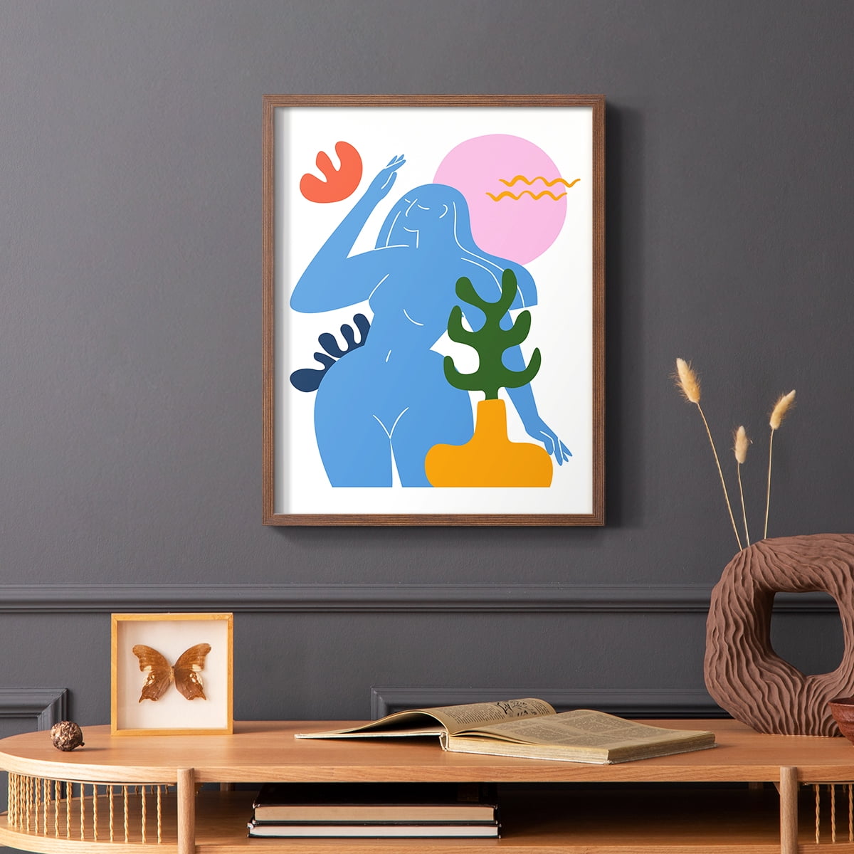 Matisse CDXLVII in Brown Solid Wood Framed Print No Nail Hanging