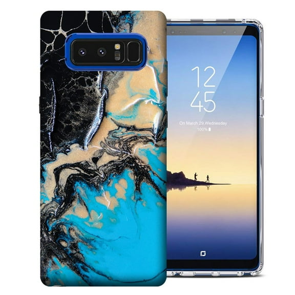 MUNDAZE For Samsung Galaxy S10 Black Blue Painting Design TPU Gel Phone Case Cover
