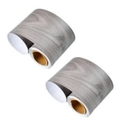 2 Roll Wood Grain Wallpaper Border,Removable Mirror Frame Sticker,3.9 in x 16.4 ft Waterproof Bathroom PVC Mirror Frame Sticker,Self Adhesive Border Decor or Kitchen Wall Desk Dining Table Decor,Gray