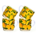 thumbnail image 2 of STP GOODS Lemons Glass Mug Set of 4 pcs 10.1 fl oz (300 ml) Tea Mugs for Hot Beverages Coffee and Tea Mugs for Latte Cocoa Chocolate Glass Drinkware, Service for 4, Yellow Green Clear, 2 of 6