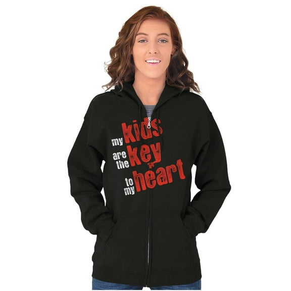 My Kids Are the Keys to My Heart Womens Plus Size Graphic Zipper Hoodie Brisco Brands 2X