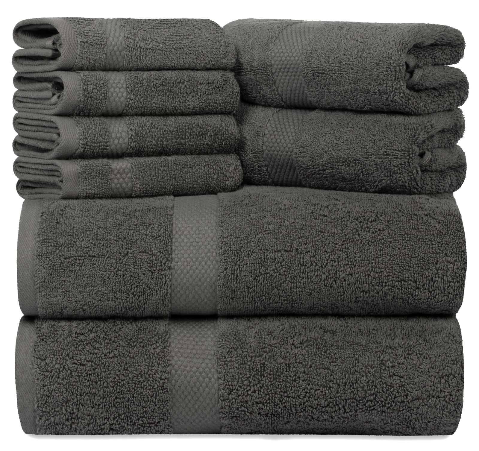 Luxury Grey Bath Towel Set Hotel Soft Cotton 2/Bath 2/Hand 4/Wash 8