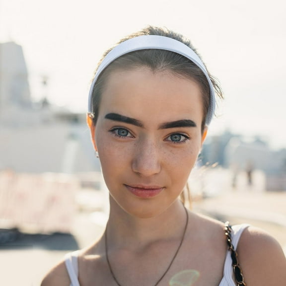 FRCOLOR Women's Wide Headband Anti-slip Ribbon Hair Bands Plain Hard Headbands for Women Girls DIY Craft Hair Accessories Sky-blue