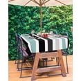 thumbnail image 3 of Fsddascl Turquoise Black Stripe Outdoor Tablecloth - 60x84 Inch Rectangle Dining Table Cover, Modern Abstract Coarse Striped Waterproof Outdoor Table Cloth with Umbrella Hole & Zipper for Patio, 3 of 7