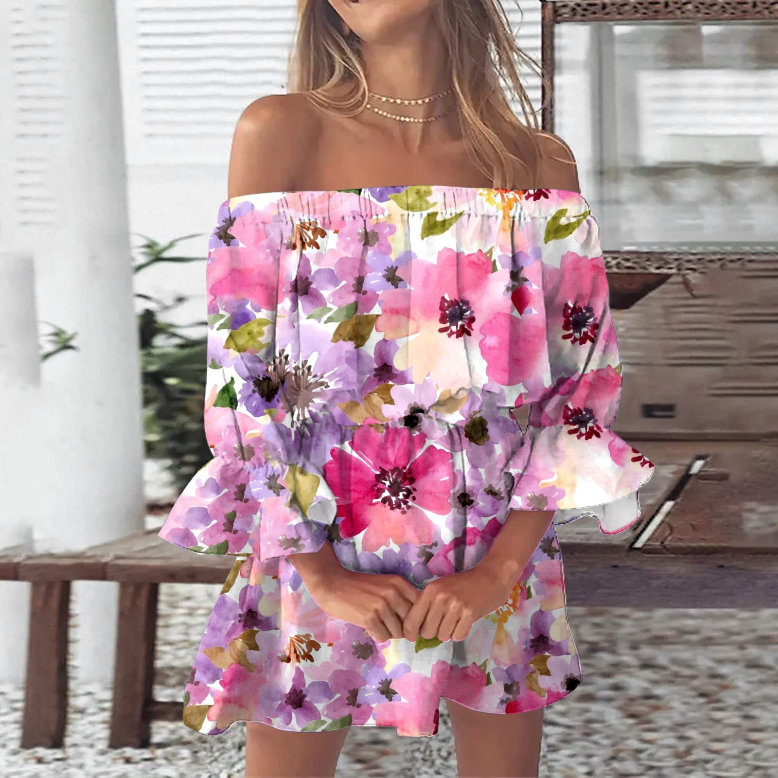 Bell sleeve summer dress discount
