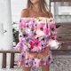 thumbnail image 1 of ICHUANYI Clearance Fashion Women's Summer Sexy Casual Off Shoulder Printing Bell Sleeve Dresses(Purple, XXL) ICHUANYI WER2023080812141, 1 of 4