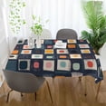 thumbnail image 3 of Yayeee Tablecloths 60" x 60" Rectangle Wrinkle Resistant Party Table Cover, Blue Circle Mosaic, 3 of 8