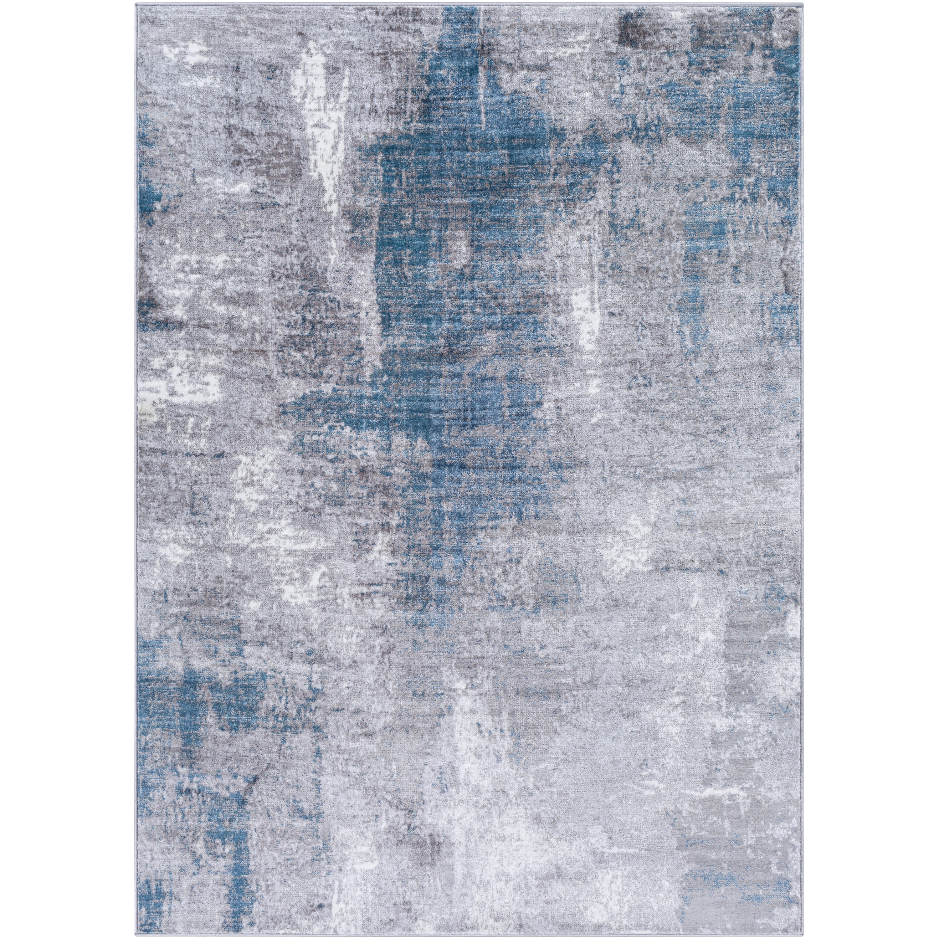 Livabliss Wanderlust Modern Abstract Area Rug,7'10" x 10'2",Teal/Silver