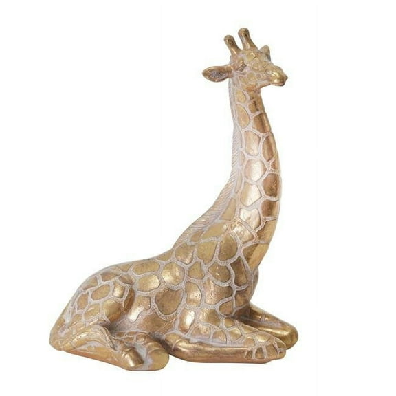 10 in. Polyresin Sitting Giraffe Sculpture, Gold