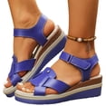 thumbnail image 2 of Domuza Women Orthopedic Wedge Platform Sandals, Adjustable Strap Non Slip Breathable Thick Sole Summer Casual Shoes Blue 8.5（EU-41）, 2 of 6