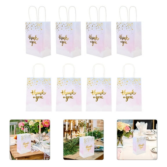 WORGEOUS 20pcs Handheld Gift Tote Bags Thank You Gift Wrapping Bags Reusable Gift Bags Paper Packing Bags