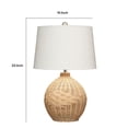 thumbnail image 7 of Benzara Cape 22 Inch Contemporary Rattan Table Lamp, Hand Woven, Linen Shade, Brown, 7 of 7