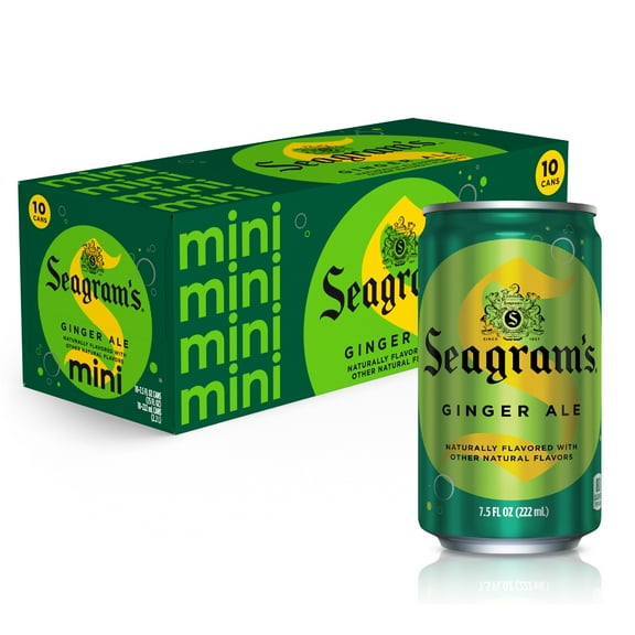 Seagrams Ginger Ale Soda Soft Drinks, 7.5 fl oz, 10 Pack