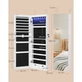 thumbnail image 5 of SONGMICS Espejo Joyero de Pared, Espejo Joyero Colgante sin Marco, Armario de Joyas con 6 Luces LED, con 2 Cajones, Blanco, 5 of 5