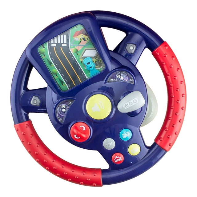 Car Steering Wheel Simulator with Suction Cup and Sounds, Interactive Driving Toy for Toddlers, Develops Motor Skills