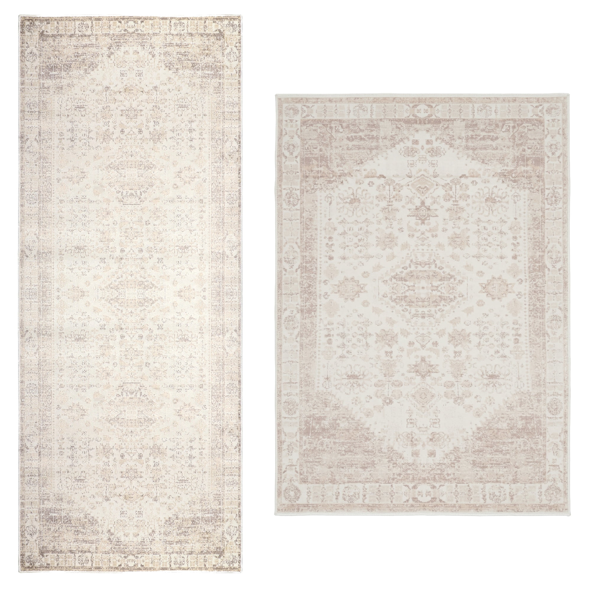 LR Home Brooke 2'8" x 3'10" Ivory/Beige Oriental Waterproof Non-Slip Machine Washable Indoor Area Rug