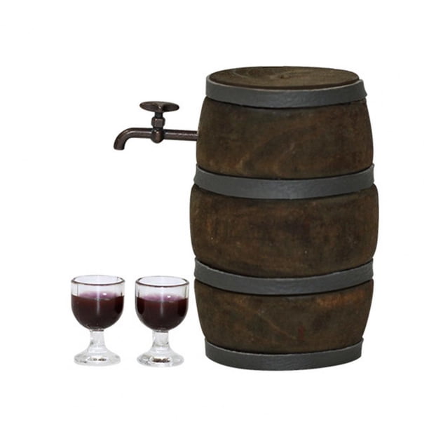 Miniature Dollhouse Red Wine Barrel Dollhouse Wine Bucket Portable Easy Installation heqiyong toy