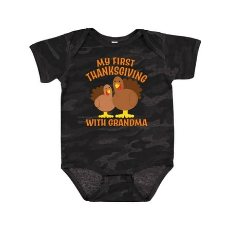 

Inktastic My First Thanksgiving with Grandma Gift Baby Boy or Baby Girl Bodysuit