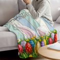 thumbnail image 3 of Easter Blanket Soft Cozy Warm Twin Blanket for Bed, Plush Fuzzy Flannel Fleece Blankets for Sofa, Wooden Bunny Colorful Eggs Spring Floral Botanical Throw Blankets for Couch, Gifts for Men, 60"x80", 3 of 9